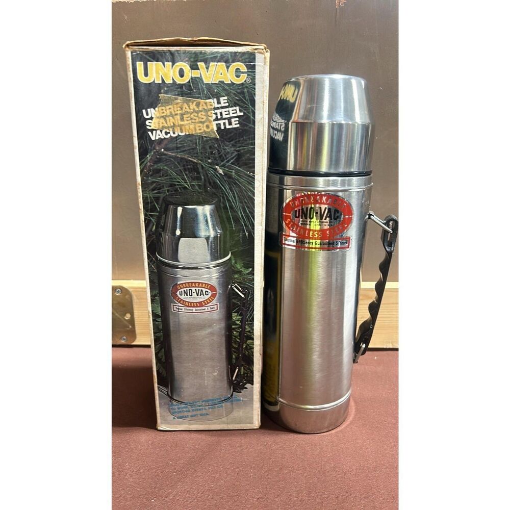 Vintage Uno-Vac Unbreakable Stainless Steel Vacuum Bottle Thermos
